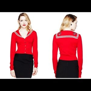 Hell Bunny Red Sailor Cardigan